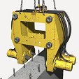 Pelleteuse sur pneus, équipée d'un étêteur hydraulique pour murs